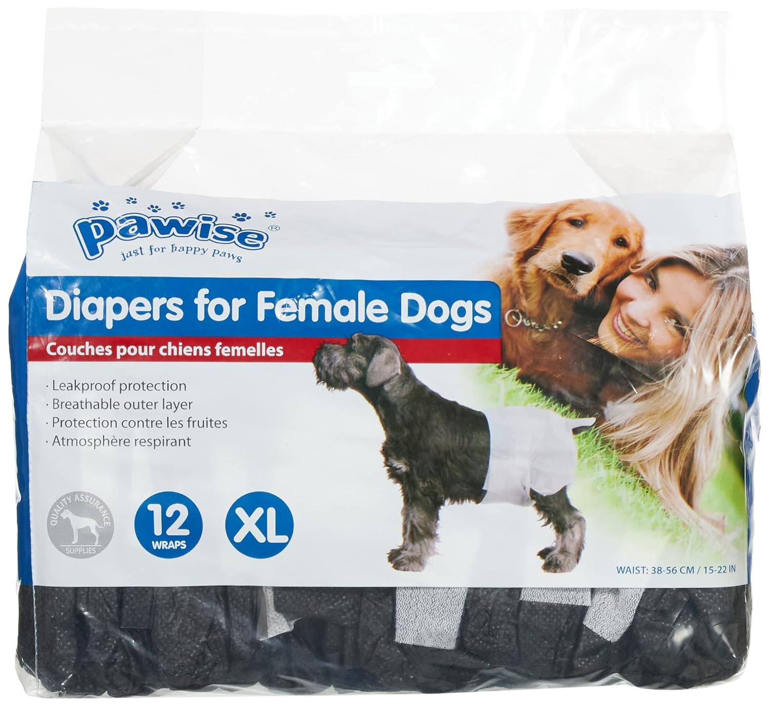 Pawise Köpek Alt Bağlama Bezi XL Boy Siyah 12 Adet