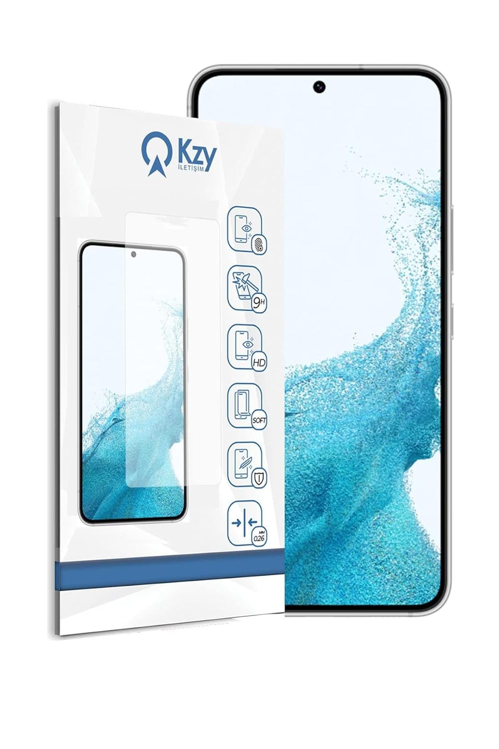 KZY İLETİŞİM Samsung Galaxy S22 ile uyumlu Temperli Ekran Koruyucu Kırılmaz Cam