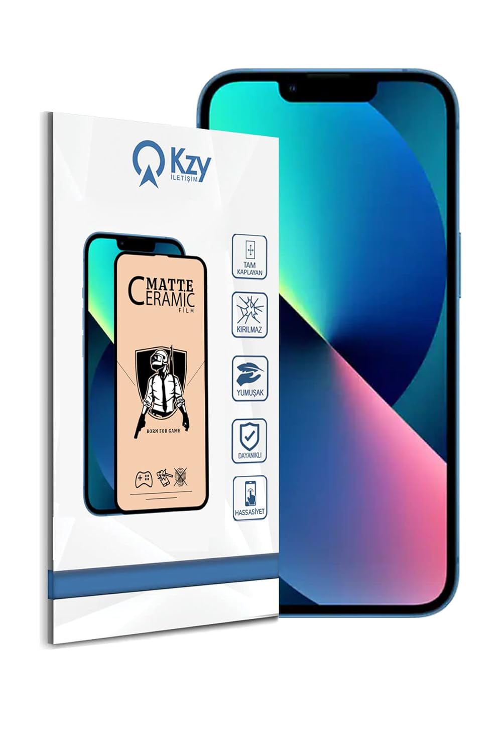 KZY İLETİŞİM Apple iPhone 13 ile uyumlu Tam Kaplayan Mat Seramik Nano Esnek Ekran Koruyucu Cam