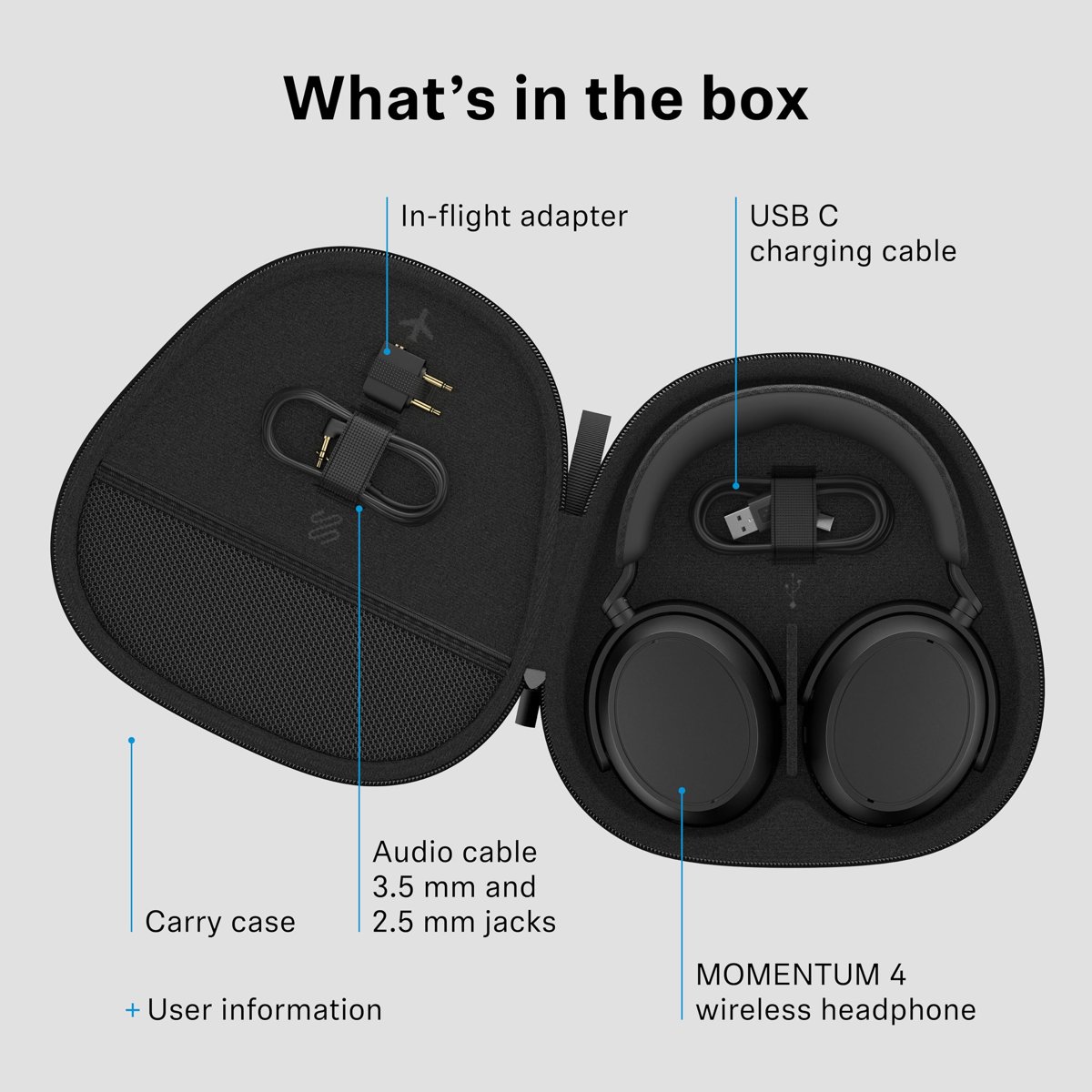 Sennheiser Momentum 4 Wireless - Kablosuz Kulak Üstü Bluetooth Kulaklık - ANC, 60 Saate Kadar Dinleme Süresi, Transparan Duyma Özelliği, Bluetooth 5.2 - Siyah