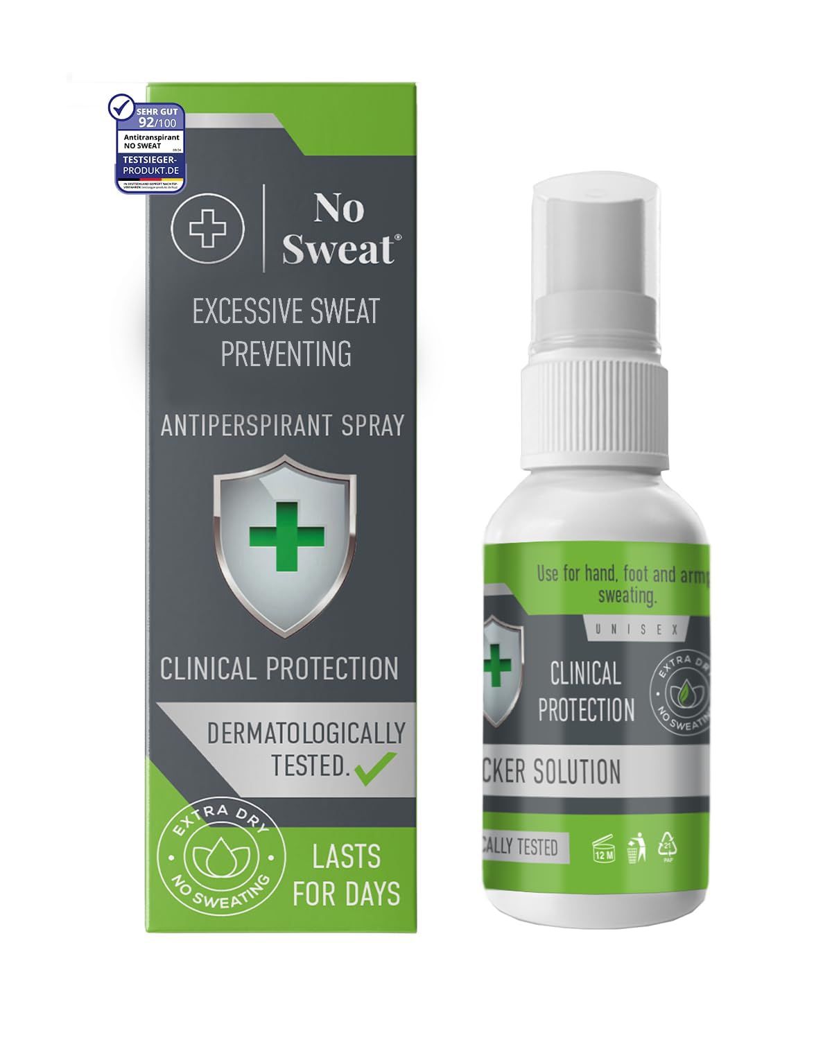 No Sweat Terleme Önleyici Antiperspirant Spray 50 ML -Aşırı Terleme Ve Hiperhidroz Tedavisinde Kullanılabilir.7 Güne Kadar Etkili Koruma -Ülkeye Göre Ambalaj Değişiklik Gösterebilir