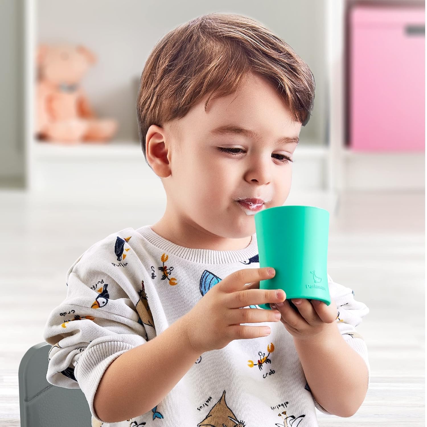 Parlaware Alıştırma Bardağı, Kolay Tutulan, Yumuşak Silikon, BLW (Mint Yeşili)