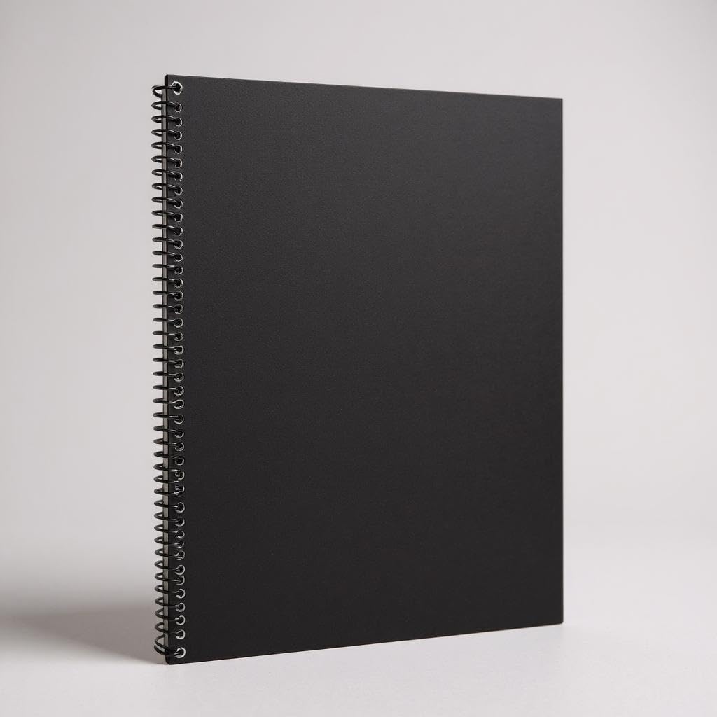 Fark Tanıtım Kareli Spiralli Not Defter, A4 Boyut (21x29,7 cm), 60 Yaprak, 90gr. Ivory Kağıt, Ofis İçin İdeal (Siyah Kapak)