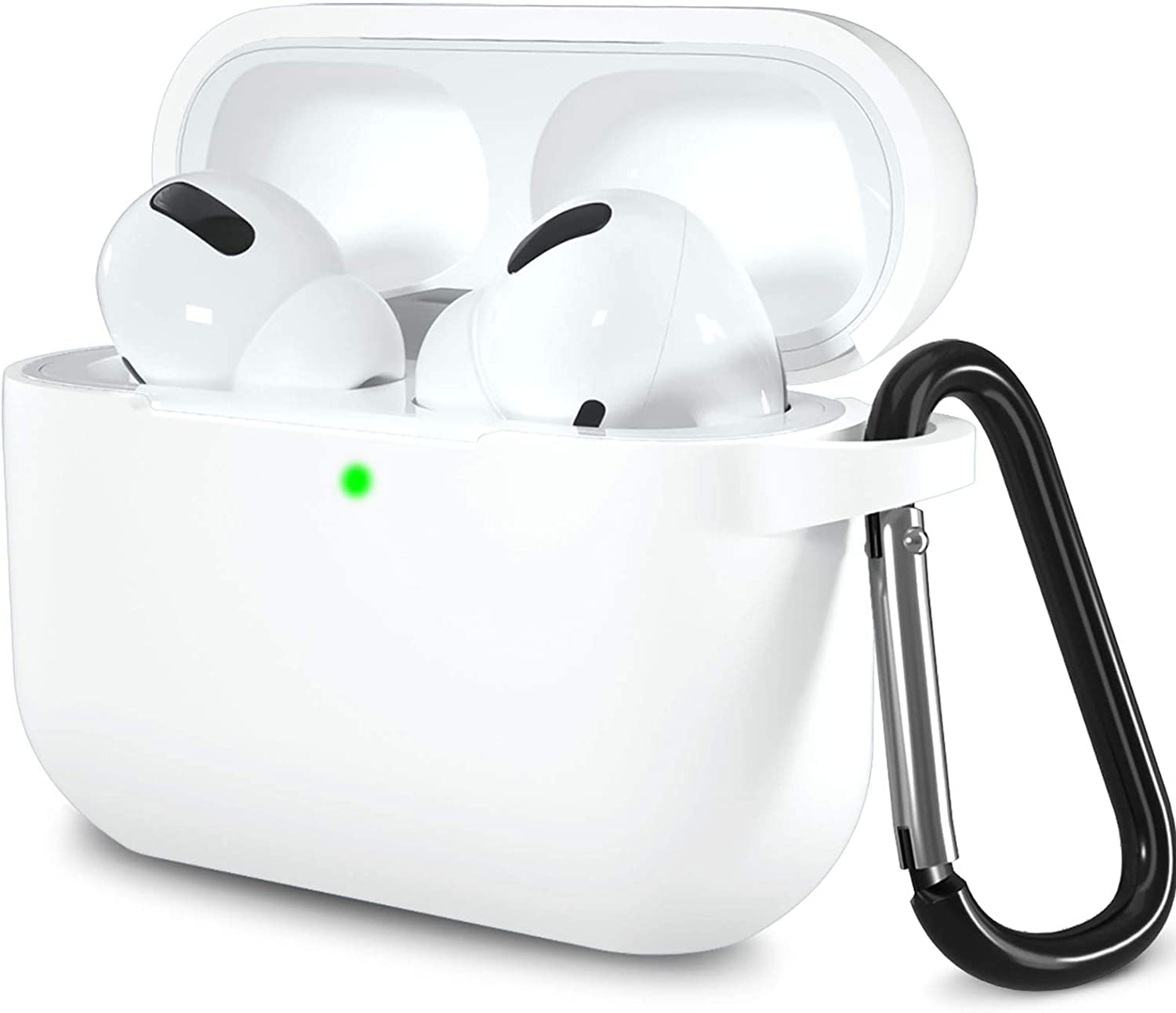 Uruchi AirPods Pro 1.Nesil ile Uyumlu Kılıf, Uruchi Tam Koruyuculu Yumuşak Silikon Kılıf, AirPod Pro 1.Nesil için Tasarlanmış Kapak Kılıf, Anahtarlıklı Kablosuz ve Kablolu Şarj Özellikli, Beyaz