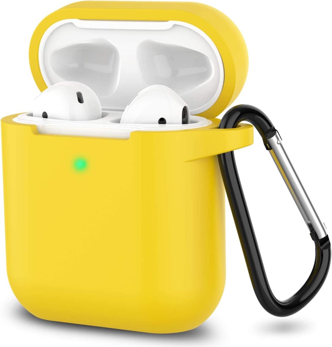 URUCHI AirPods 1/2. Nesil ile Uyumlu İnce ve Hafif Silikon Kılıf, Yumuşak Esnek Tasarım, Anahtarlıklı, Kablolu ve Kablosuz Şarj Uyumlu, Günlük Kullanım Aksesuarı – Sarı (A1523 A1722 A1602 A2031 A2032)