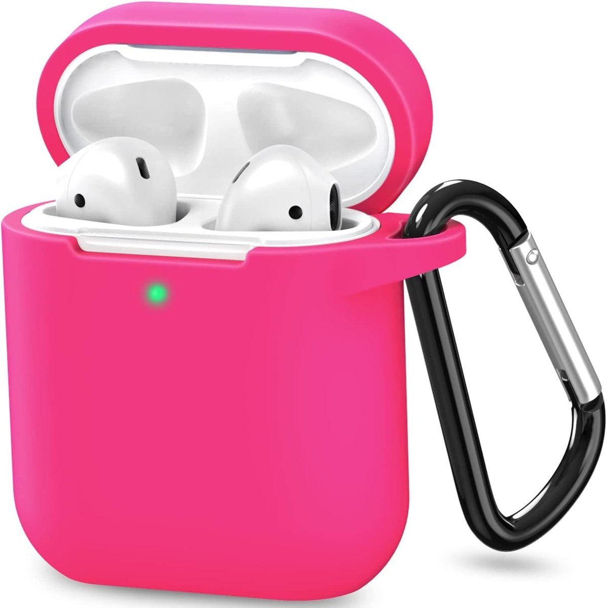 URUCHI AirPods 1/2. Nesil ile Uyumlu İnce ve Hafif Silikon Kılıf, Yumuşak Esnek Tasarım, Anahtarlıklı, Kablolu ve Kablosuz Şarj Uyumlu, Günlük Kullanım Aksesuarı – Pembe (A1523 A1722 A1602 A2031 A2032)