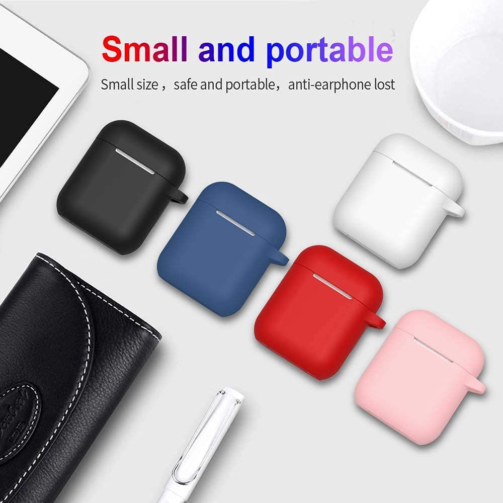 URUCHI AirPods 1/2. Nesil ile Uyumlu İnce ve Hafif Silikon Kılıf, Yumuşak Esnek Tasarım, Anahtarlıklı, Kablolu ve Kablosuz Şarj Uyumlu, Günlük Kullanım Aksesuarı – Kırmızı (A1523 A1722 A1602 A2031 A2032)