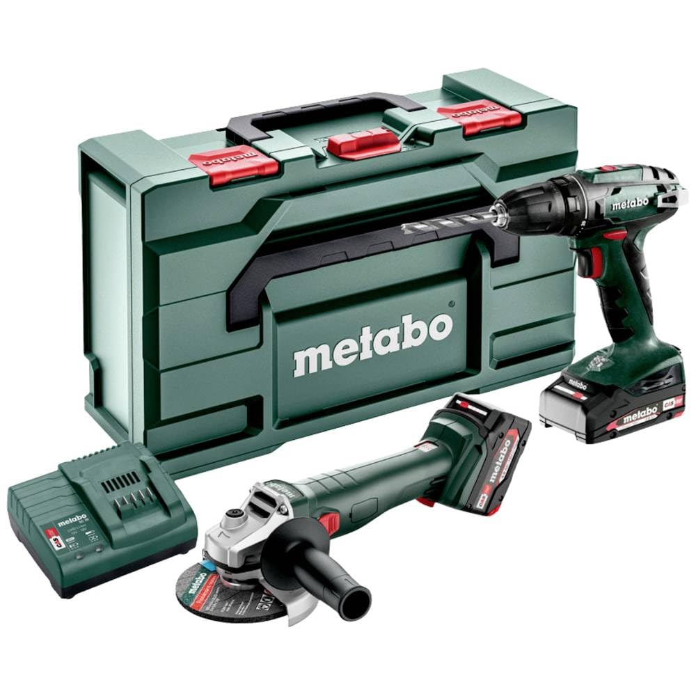 Metabo 685204500 Combo 2.4.3 BS 18 Akülü Matkap + W 18 L 9-125 Akülü Avuç Taşlama Seti (1 adet 4.0 Ah 18V Akü + 1 adet 2.0 Ah 18V Akü + Şarj Cihazı)