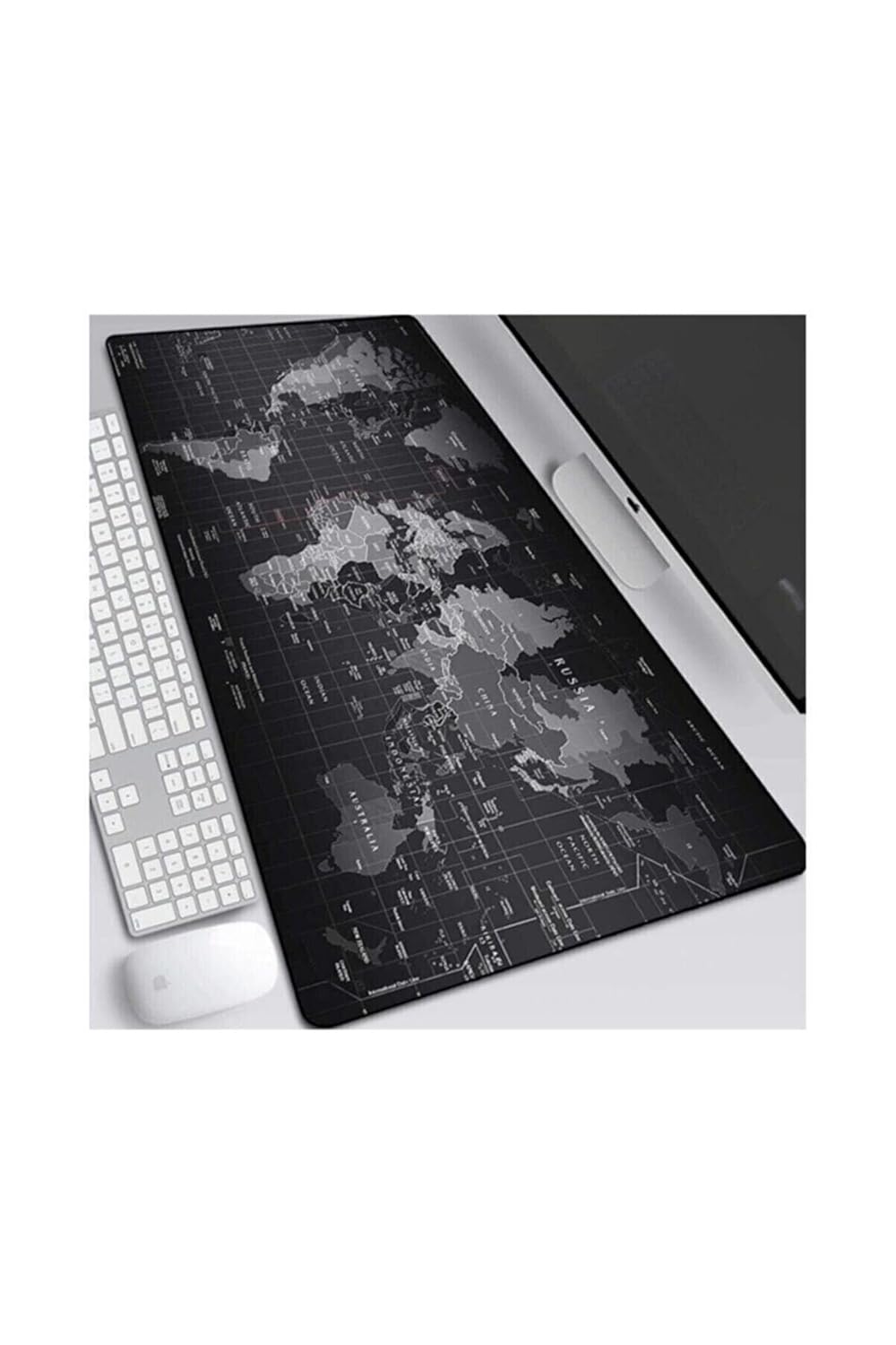 POPİÇO Dünya Haritalı 90x40 Cm Mouse Pad, Dünya Desenli Mouse Pad