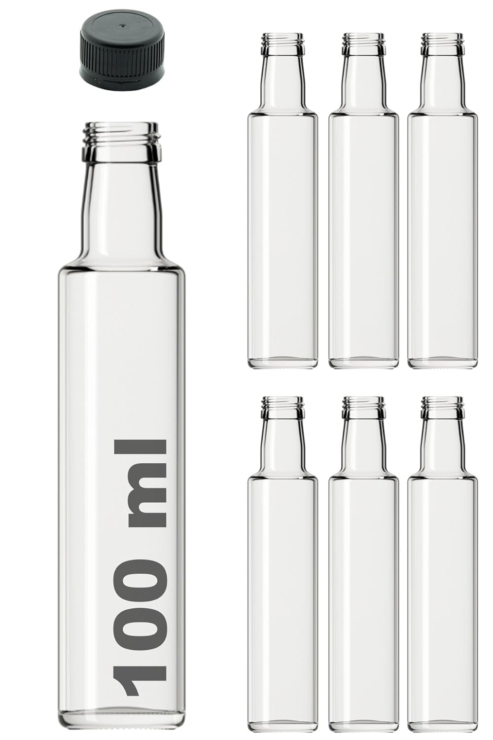 Afracam Dorika Şeffaf 100 ml Sızdırmaz Kapaklı Boş Cam Şişe 6 Adet