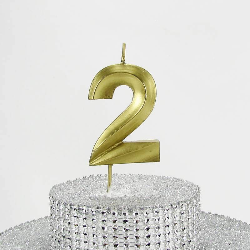 PARTİ VİTRİNİ 2 İki Rakamlı Gold (Altın) Mum 6.5 Cm