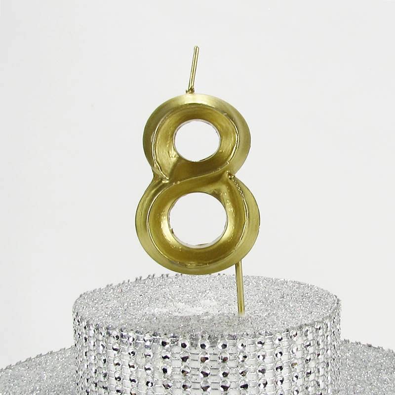 PARTİ VİTRİNİ 8 Sekiz Rakamlı Gold (Altın) Mum 6.5 Cm