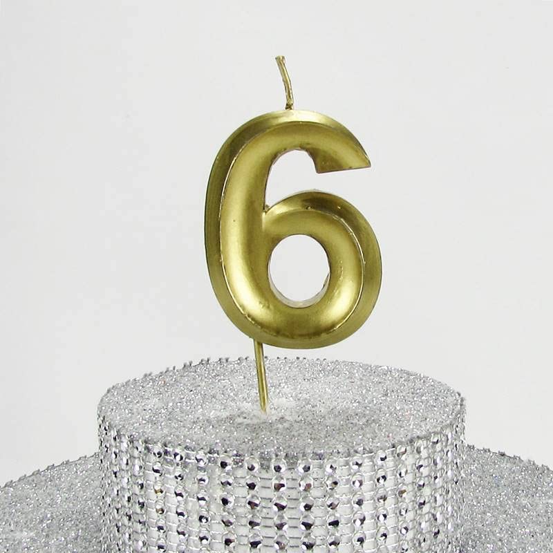 PARTİ VİTRİNİ 6 Altı Rakamlı Gold (Altın) Mum 6.5 Cm