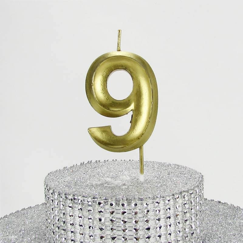 PARTİ VİTRİNİ 9 Dokuz Rakamlı Gold (Altın) Mum 6.5 Cm