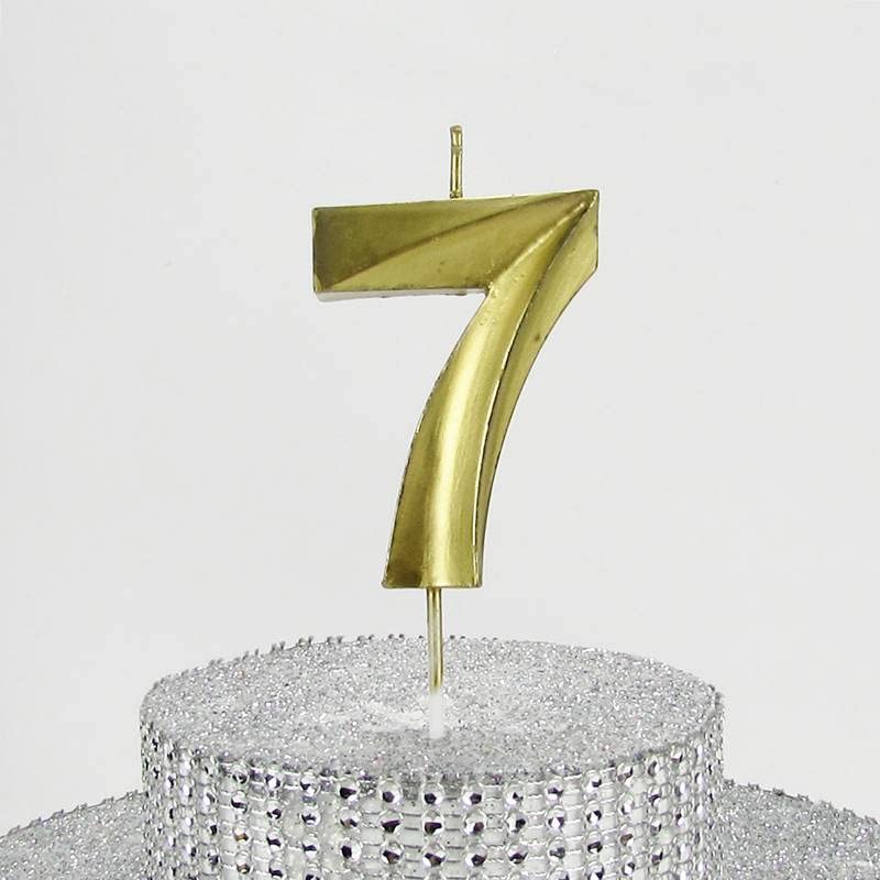 PARTİ VİTRİNİ 7 Yedi Rakamlı Gold (Altın) Mum 6.5 Cm