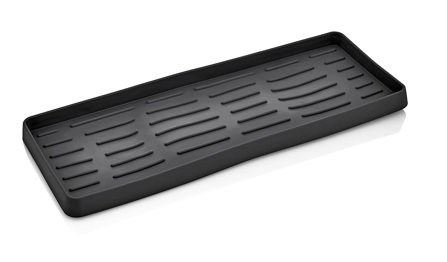 ATA HOME Silikon Sabunluk Organizer, Sabunluk Altlığı, Sıvı Sabun Standı Antrasit 26X10 cm