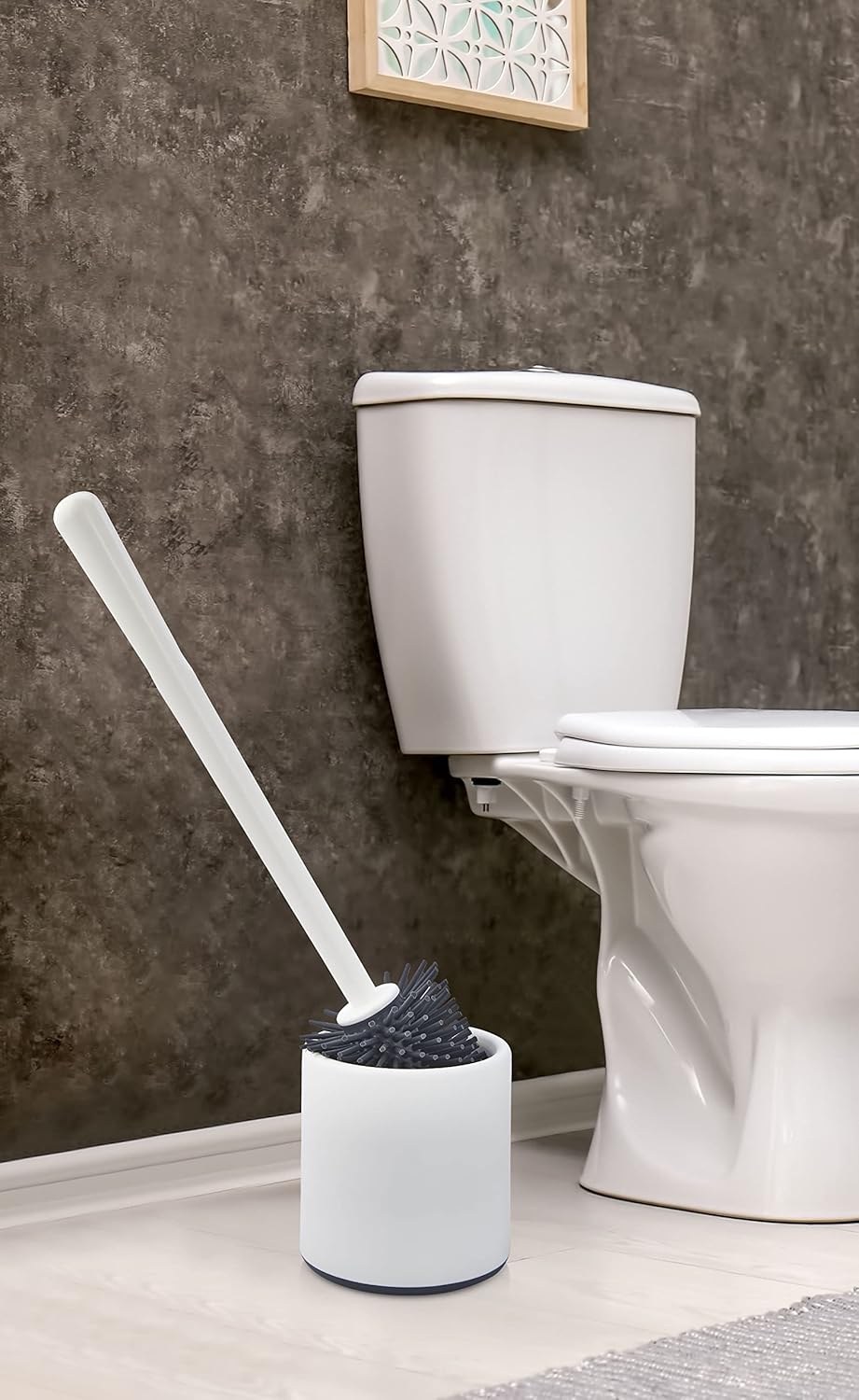 ATA HOME Silikon WC Tuvalet Banyo Fırçası Klozet Fırçası Beyaz-Gri Oval