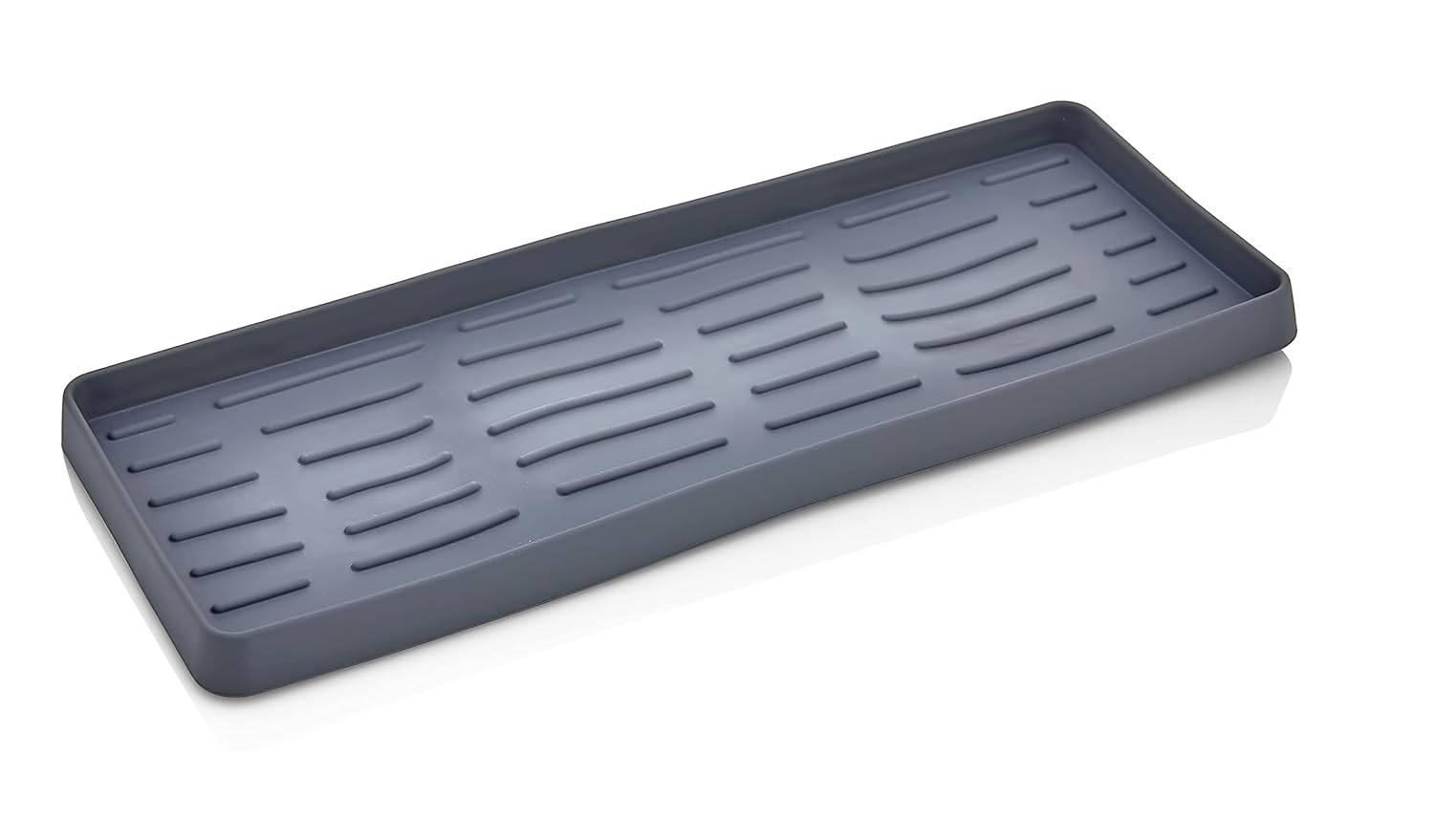 ATA HOME Silikon Sabunluk Organizer, Sabunluk Altlığı, Sıvı Sabun Standı Antrasit 26X10 cm