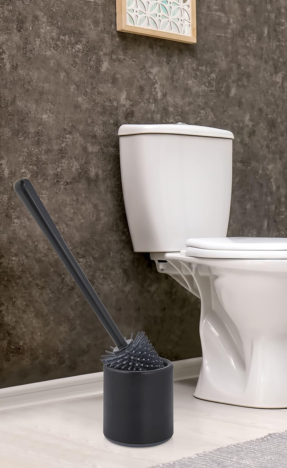 ATA HOME Silikon WC Tuvalet Banyo Fırçası Klozet Fırçası Siyah Oval