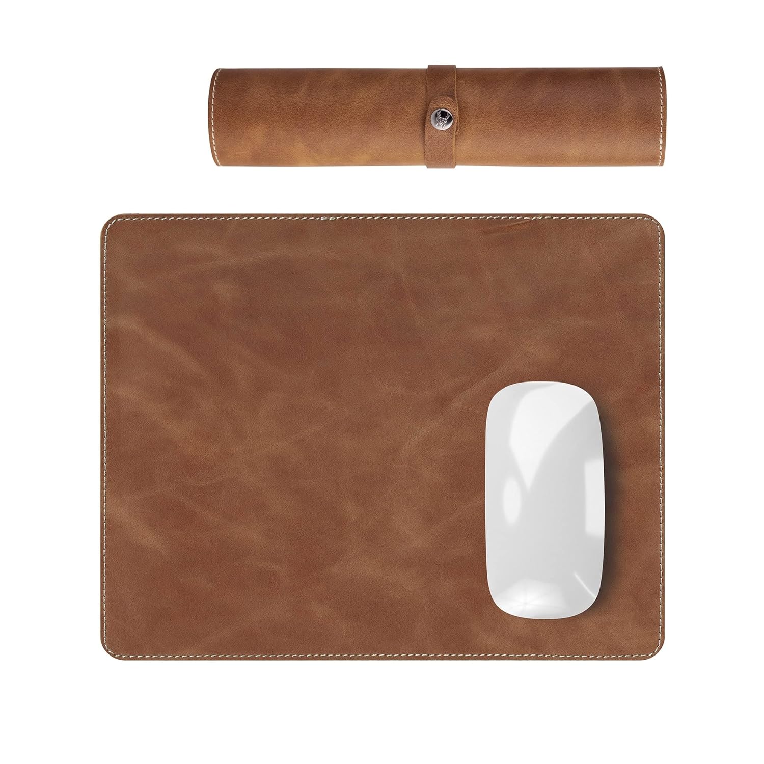 Modica Navada - Gaming Oyuncu Gamer Hakiki Deri Mouse Pad, Deri Fare Altlığı, Hakiki Deri Ped, Dayanıklı Kaymaz Taban, Ofis Tipi Mouse Ped (Taba)