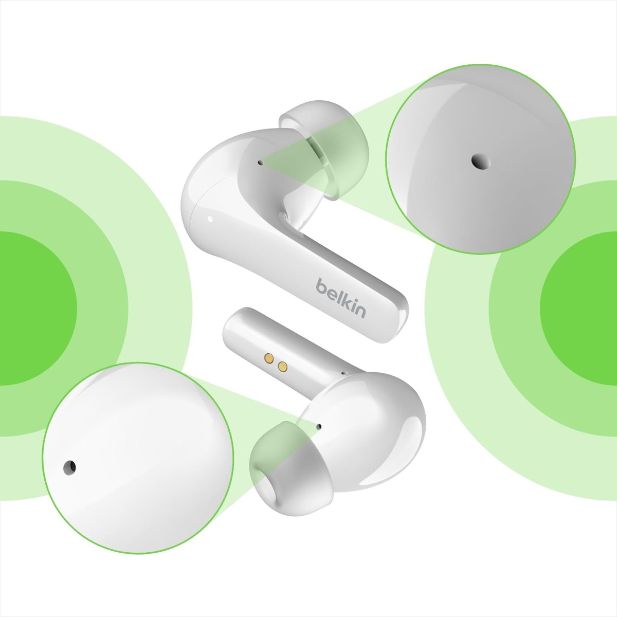 Belkin SOUNDFORM Flow True Wireless gürültü önleyici kulaklık, kablosuz, Bluetooth kulaklık, ter ve su sıçramalarına karşı korumalı, koruma türü IPX5, 31 saat çalışma süresi, iPhone