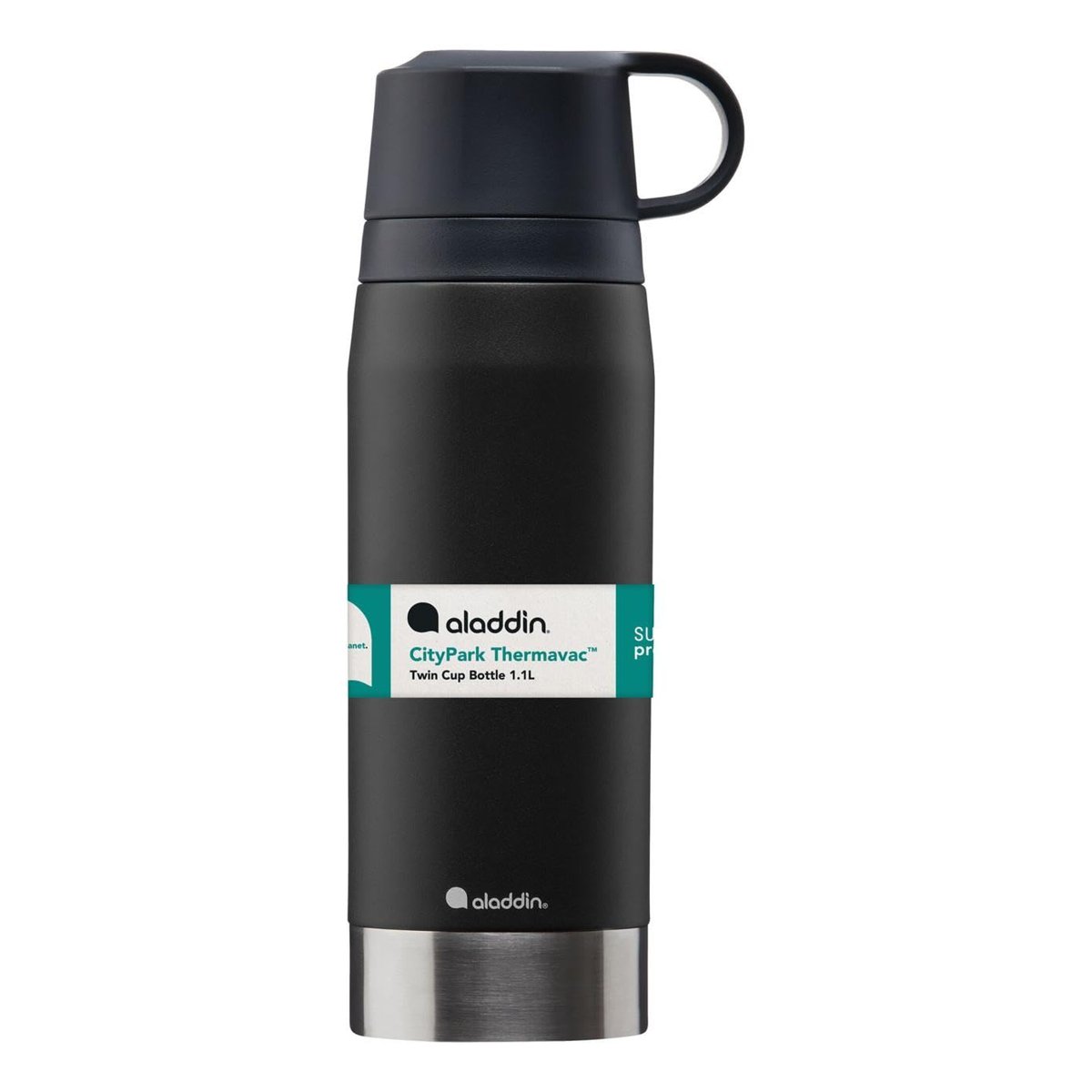 Aladdin CityPark Thermavac Çift Bardaklı Çelik Termos 1.1 LT Siyah 1,1 LT