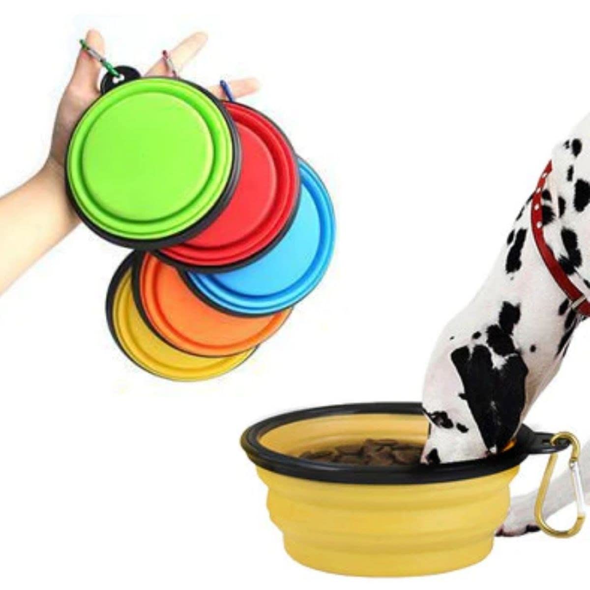 BUFFER® Pratik Katlanabilir Taşınabilir Kedi Köpek Mama ve Su Kabı Evcil Hayvan Portatif Oyuncak