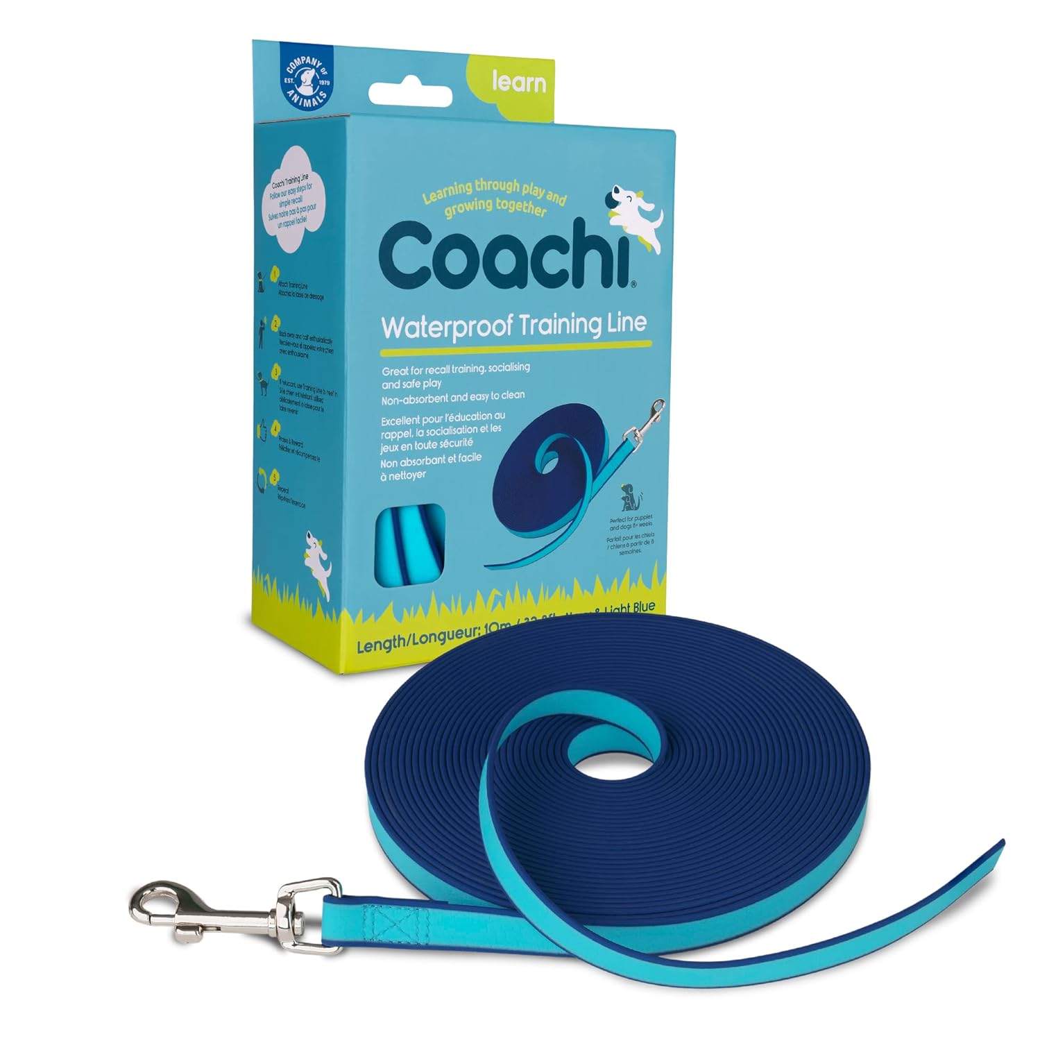 Company of Animals, Coachi Training Line 10m, Güvenli Açık Hava Antrenmanı, Geri Çağırma Eğitimi, 41240A, Lacivert Ve Mavi