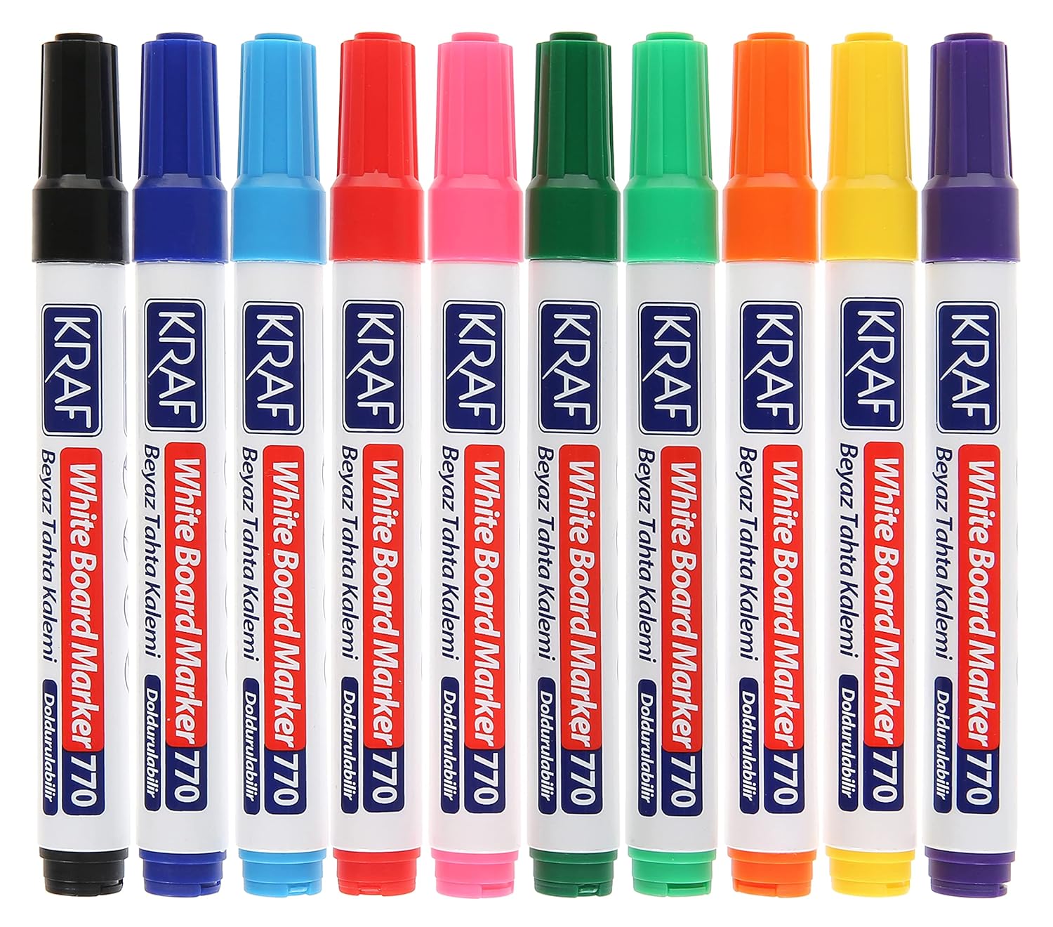 Kraf 770 Doldurulabilir Beyaz Tahta Kalemi 10'lu Set