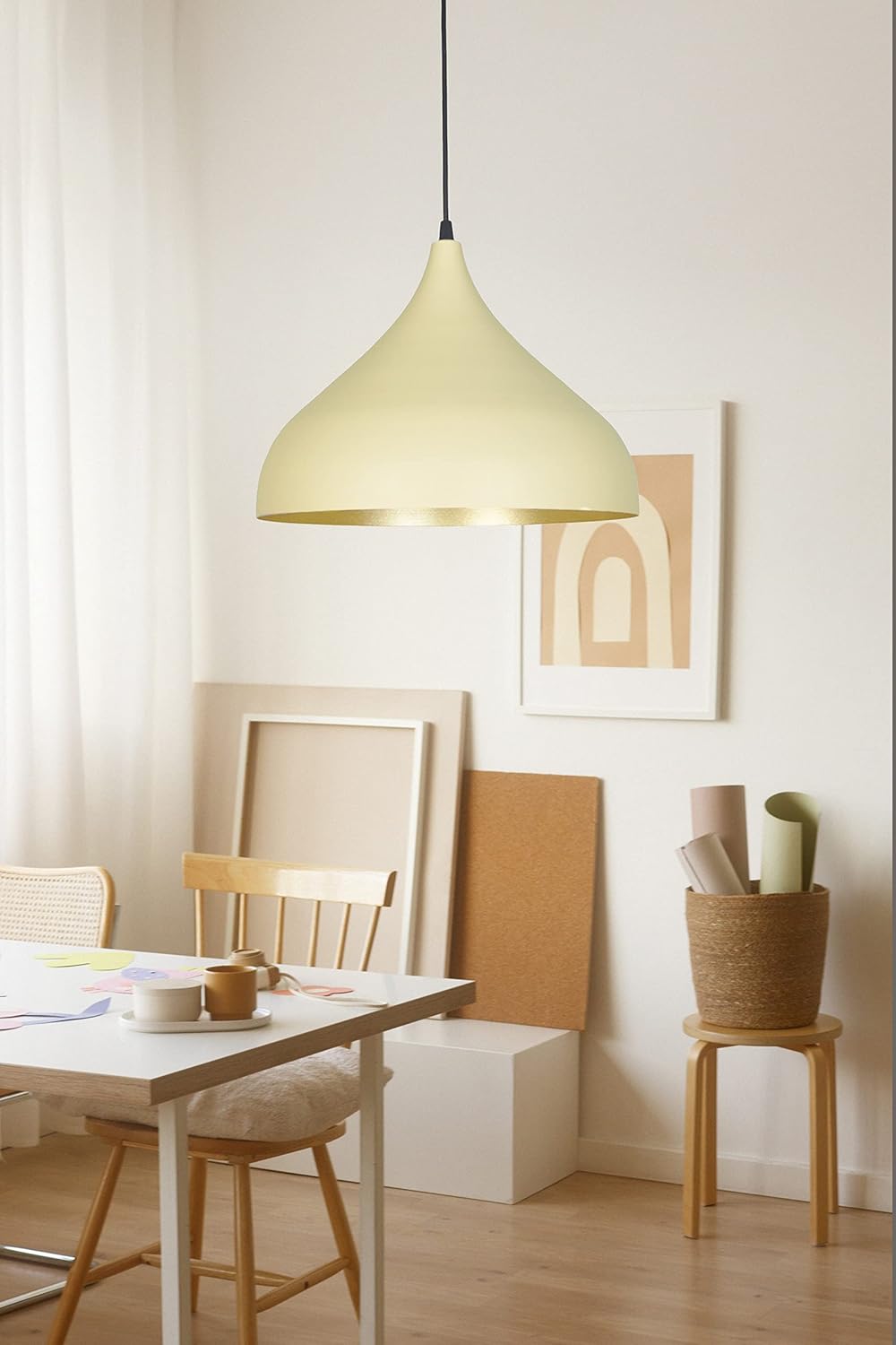 Fer Avize Reyes Modern Retro Krem Renkli Metal Sarkıt Cafe - Mutfak Tekli Avize