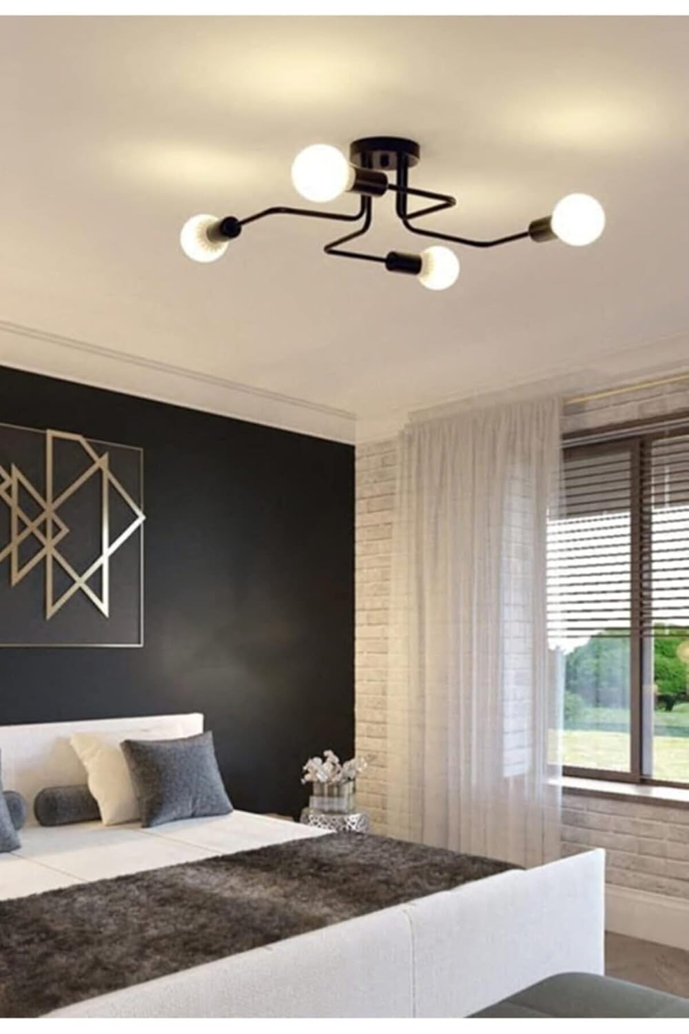 Fer Avize AKREP AHTAPOT KOLLU SİYAH RENK Salon - Mutfak - Yatak Odası 4 LÜ AVİZE