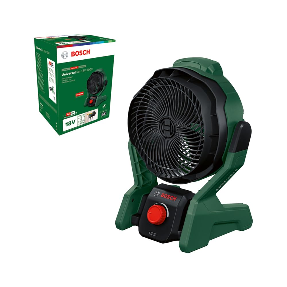 Bosch Home And Garden Akülü Vantilatör, Evrensel Fan 18V-1000 (Aküsüz, 18 Volt Sistemi, Amatör Çalışanlar, Kamp ve Daha Fazlası için, Hava Debisi: 1.000 M3/Saat)