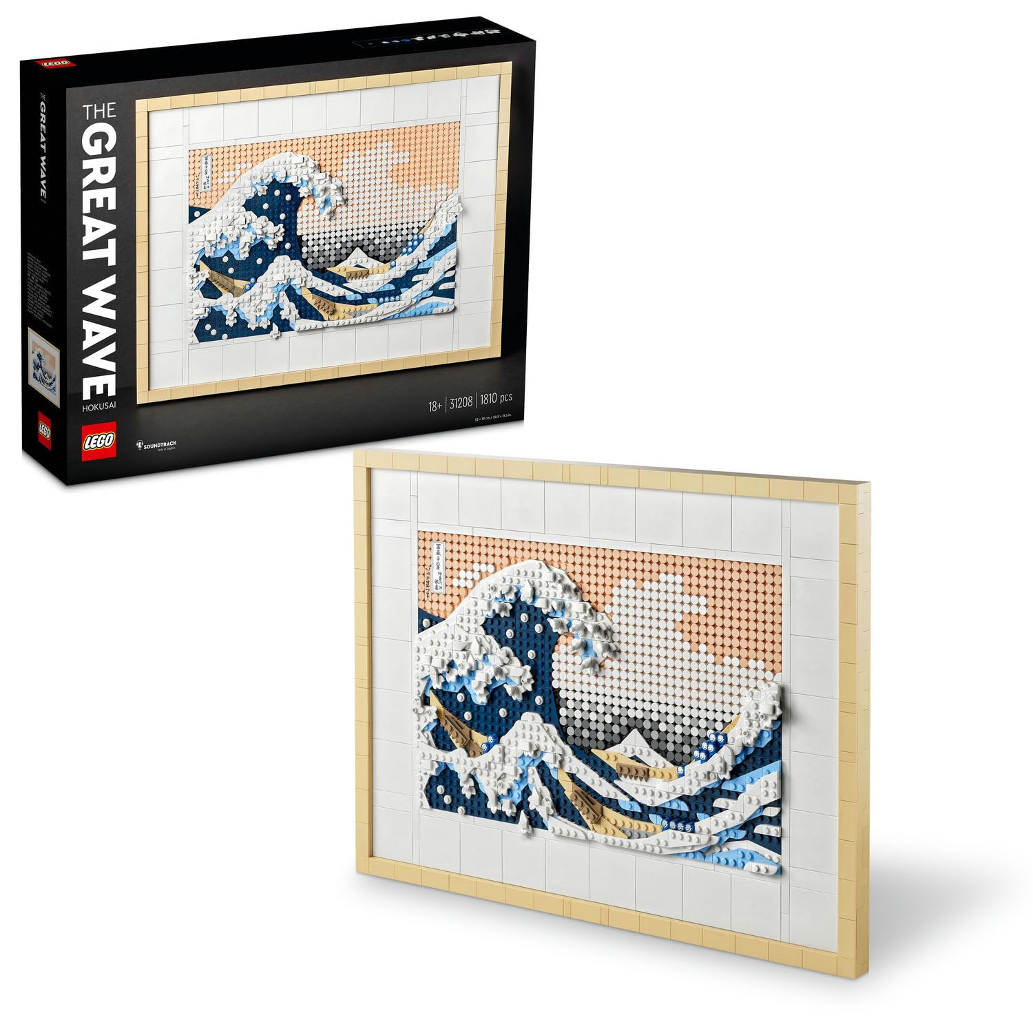 LEGO Art Hokusai Büyük Dalga 31208 – Sanatsever Yetişkinler için Yılbaşı Hediyesi Fikri, 6 Kanvas Zemin ve Hokusai'nin İmzasını Taşıyan bir Karo İçeren Yaratıcı Model Yapım Seti (1810 Parça)