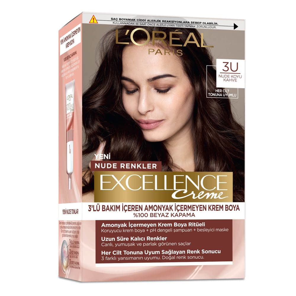 L'ORÉAL PARIS Excellence Creme Nude Renkler Saç Boyası - 3U Nude Koyu Kahve