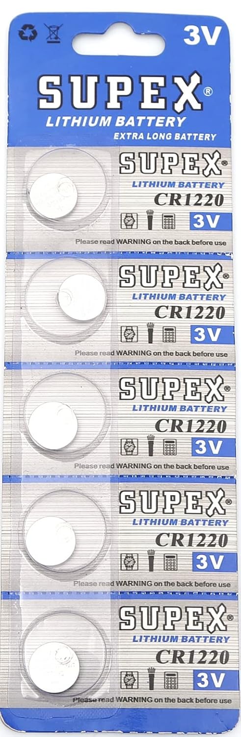 SUPEX CR1220 3V Lityum Düğme Pil 5'Lİ Kart