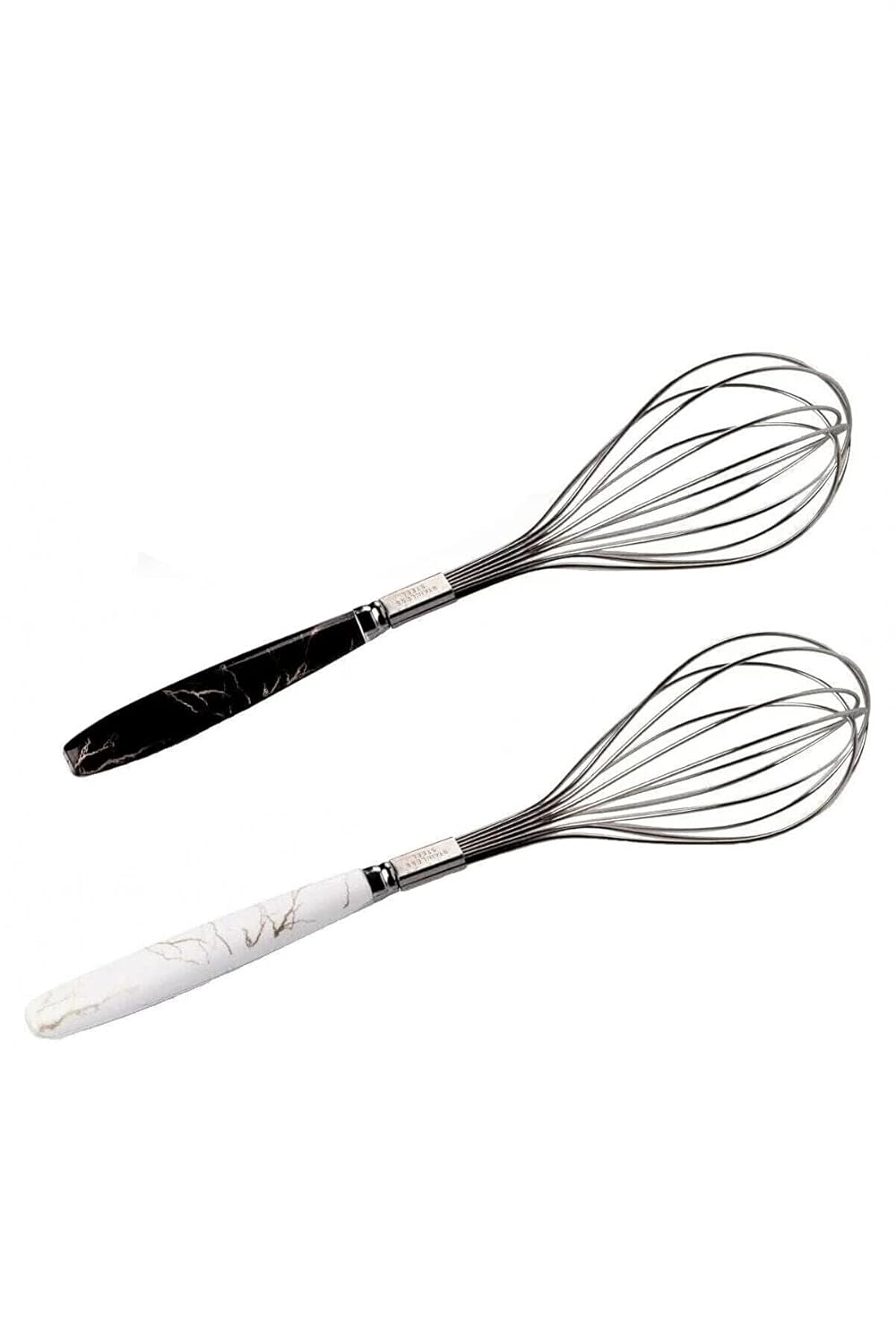 Arslan Group - 2 Adet Paslanmaz Metal Sapı Mermer Desenli 2'li Yumurta Hamur Kek Malzeme Çırpıcısı