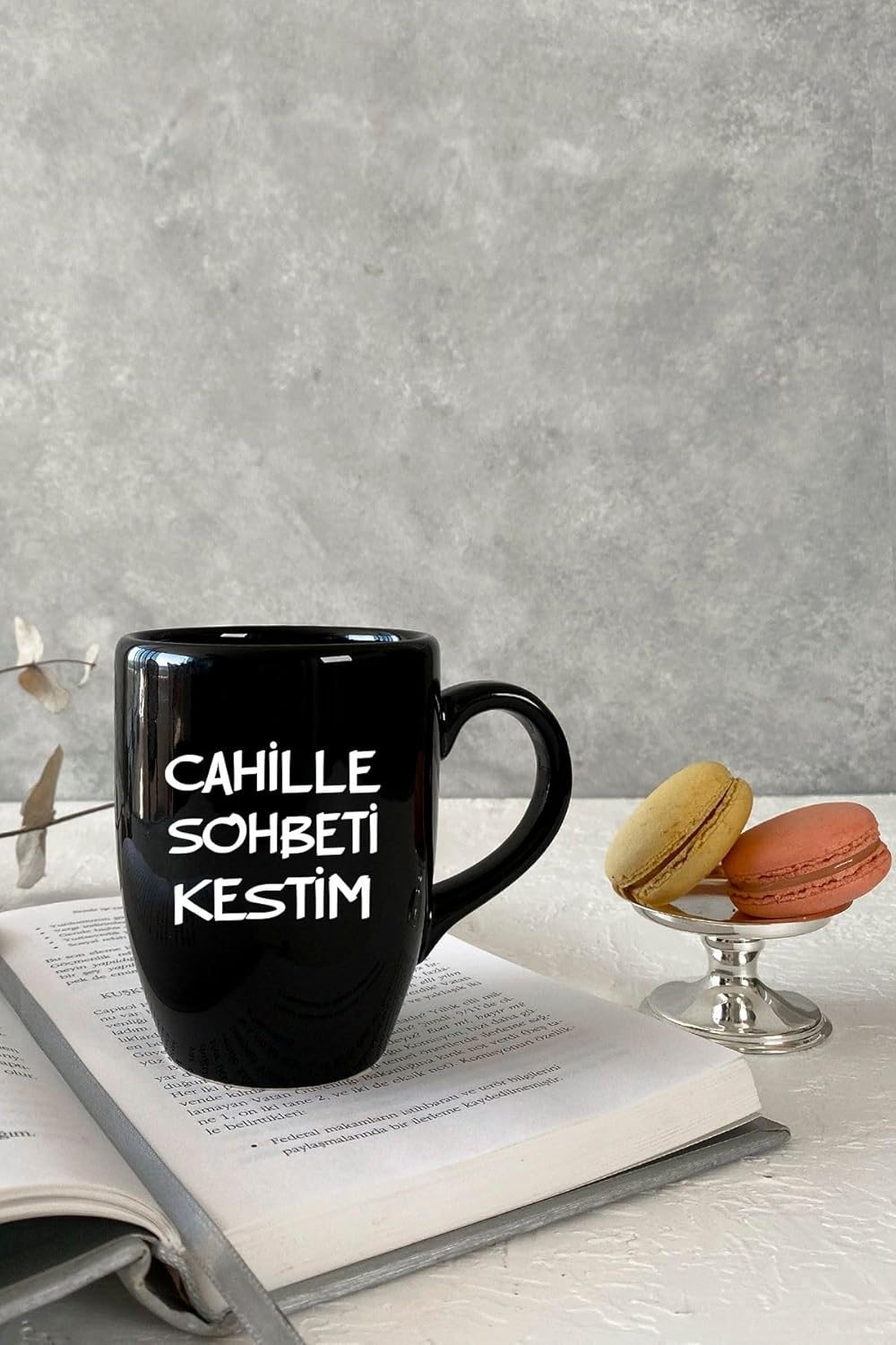 VIVAS Cahille Sohbeti Kestim Siyah Kupa Bardak Kahve Kupası Kupa Bardak