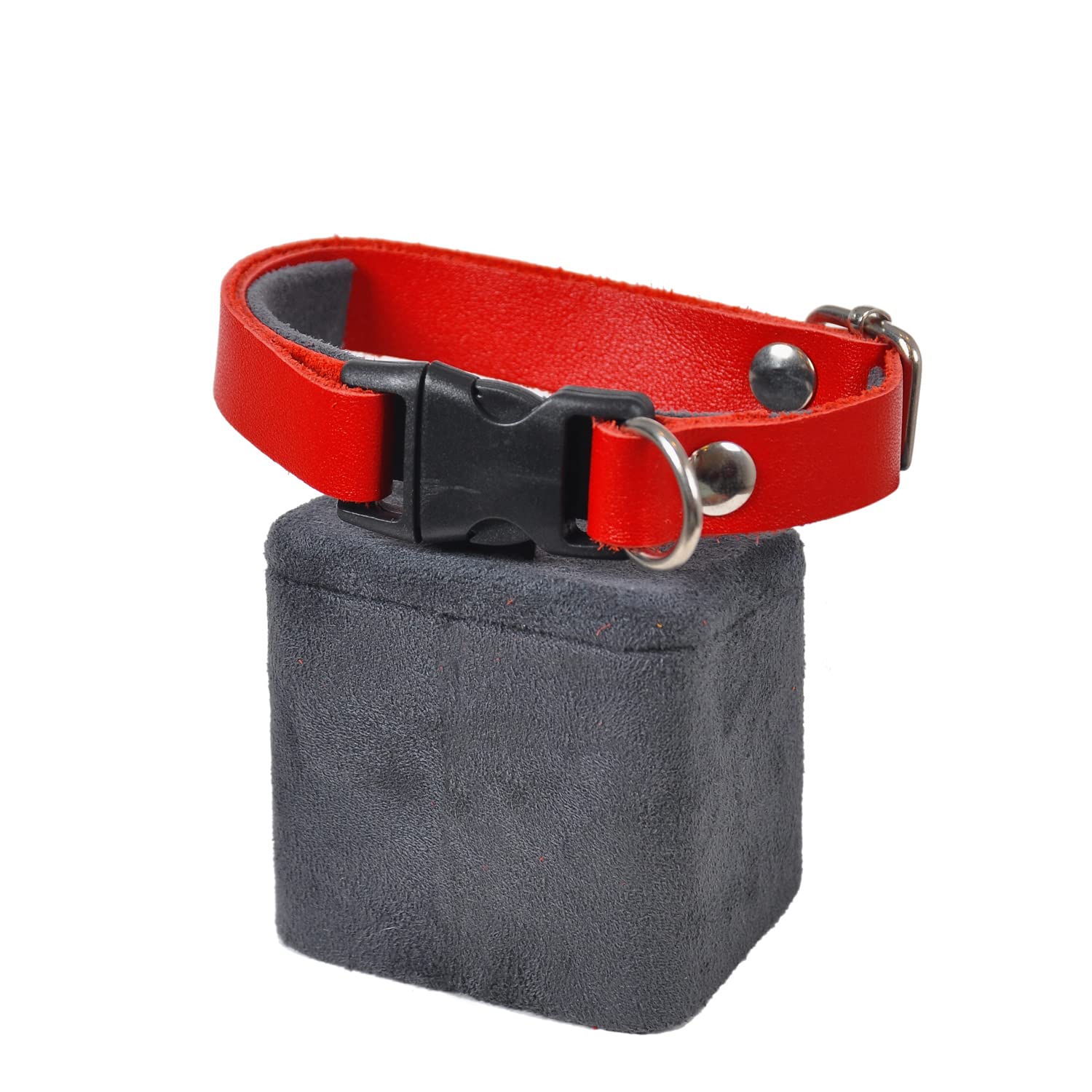 Hakiki Deri Kedi Köpek Tasması Kırmızı Renk