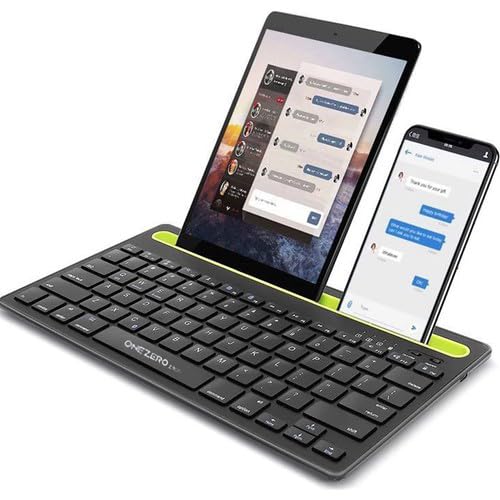 Coverzone C380 Çift Bluetooth Bağlantılı Taşınabilir İnce Tasarım IPad İle Uyumlu Telefon Tutuculu Tablet Tutuculu Çoklu Bağlantılı Bluetooth Klavye (Siyah)