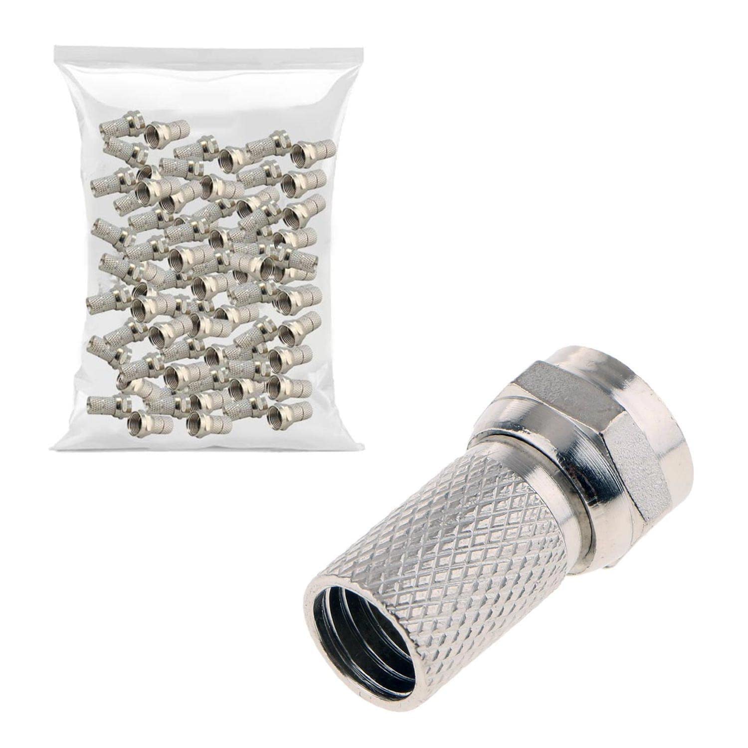 Usin 100 ADET TV Uydu Anten Kablosu Ucu RG6/U4 18MM Standart F Konnektör Konektör