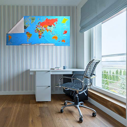 BUFFER® Renkli Atlas Dünya Haritası Manyetik Yapıştırıcı Gerektirmeyen Duvar Stickerı 118 * 56 CM