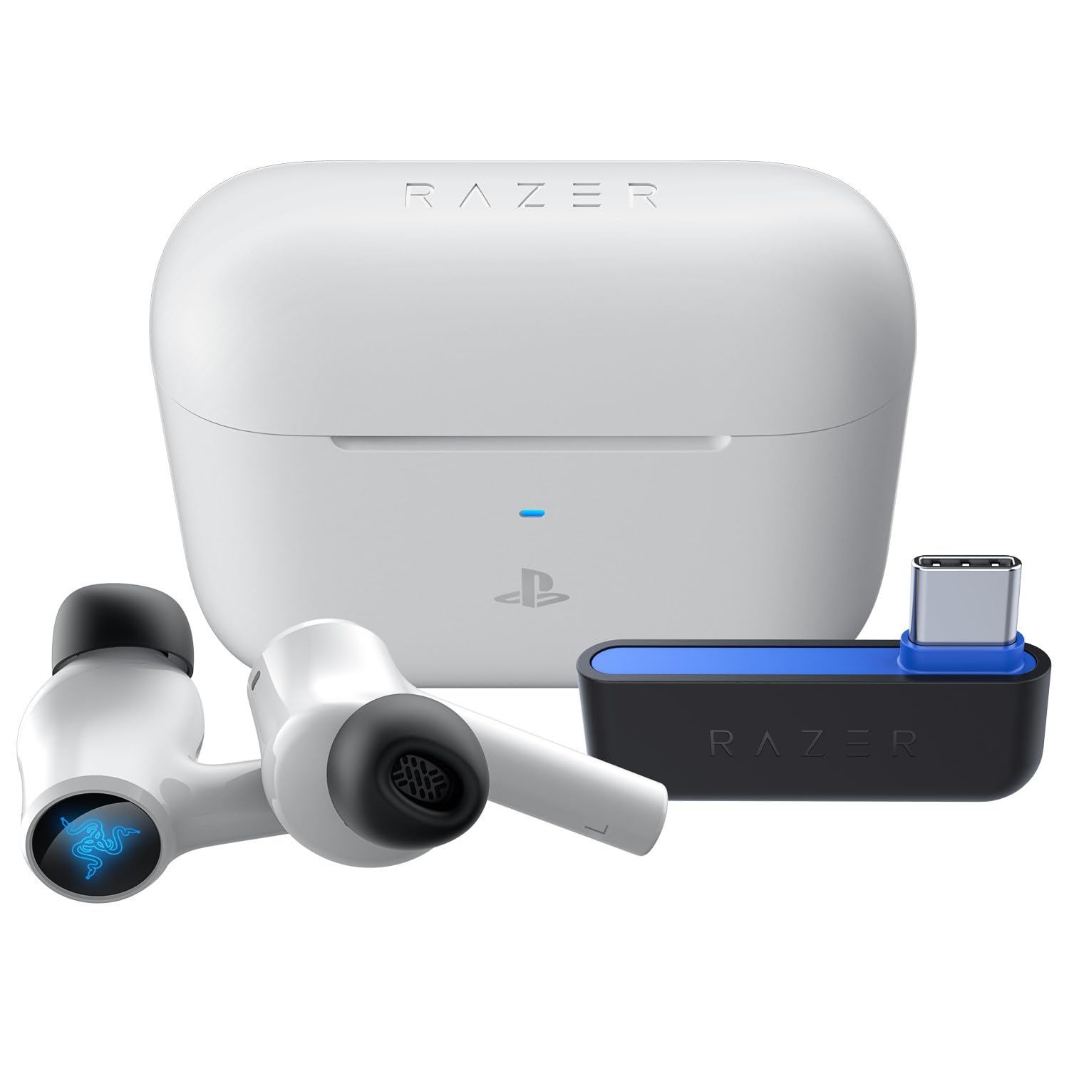Razer Hammerhead HyperSpeed - Playstation için Kablosuz Çoklu Platform Oyun Kulaklığı (HyperSpeed Kablosuz, Aktif Gürültü Önleme, Bluetooth 5.2, 30 Saate Kadar Pil Ömrü) Beyaz
