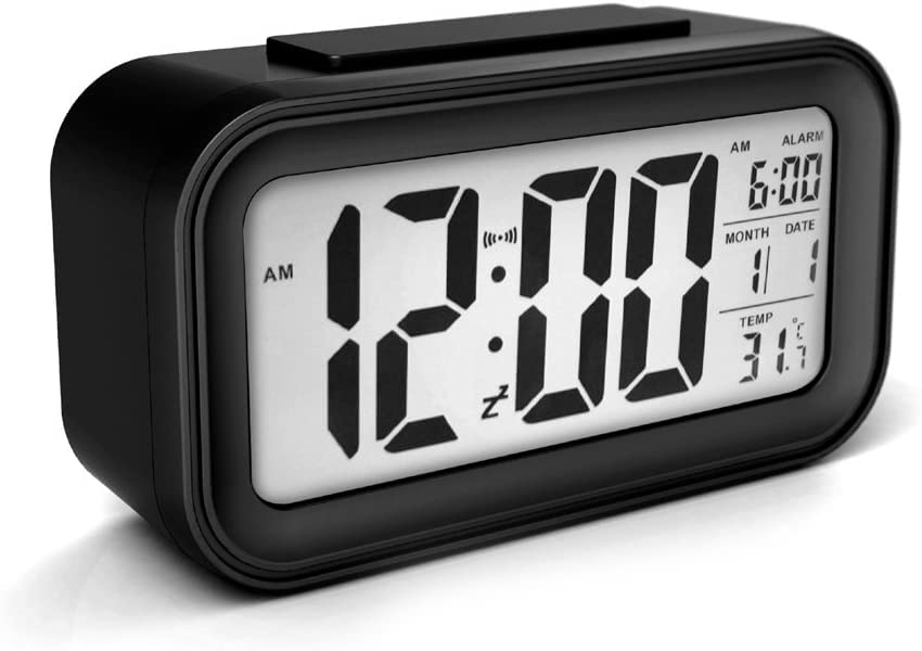 Mobee LCD Dijital Alarmlı, Gece Görüşlü Masa Saati, Termometreli Çalar Saat