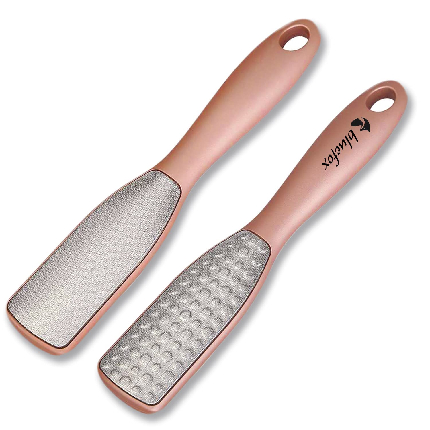 Bluefox Çift Taraflı Ayak Törpüsü – Paslanmaz Çelik Nasır ve Topuk Çatlağı Törpüsü, Ergonomik Saplı, Islak/Kuru Kullanıma Uygun, Ev Tipi Pedikür Ayak Ovucu