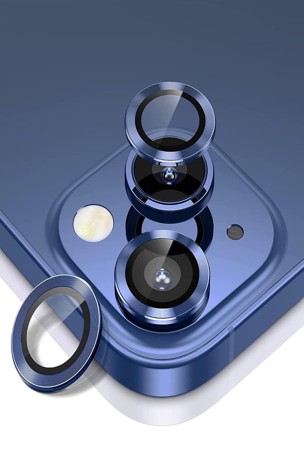 KZY İLETİŞİM Apple iPhone 13 Alüminyum Alaşım Temperli Cam Kamera Lens Koruyucu - Mavi