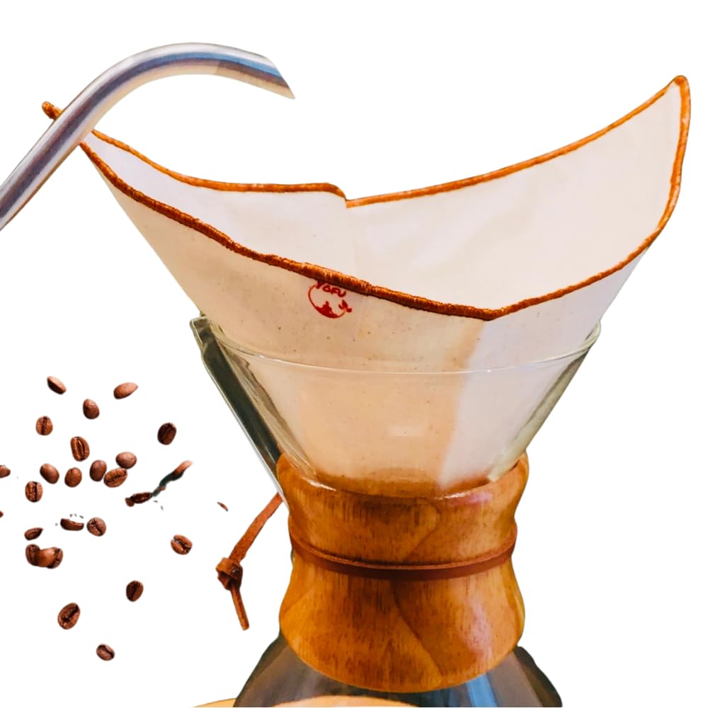 (2 adet) Yıkanabilir, Kumaş Chemex Kahve Filtresi Ağartılmamış%100 Ham Pamuk, Organik, Ekolojik Filtre Chemex (C.2)