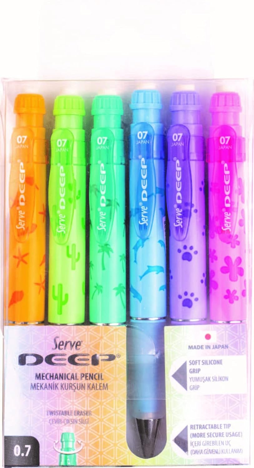 SERVE Deep Mekanik Kurşun Kalem Pastel Doğa Serisi 0.7 mm 6'lı Set