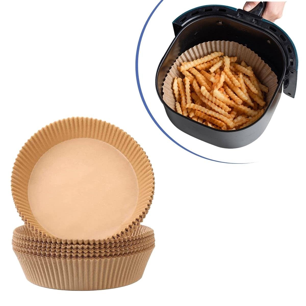 BUFFER® Air Fryer Pişirme Yağlı Kağıdı Yağ Geçirmez Yapışmaz Gıda Bir Çok Modele Uyumlu Pişirme Kağıdı Yuvarlak Tabak Model