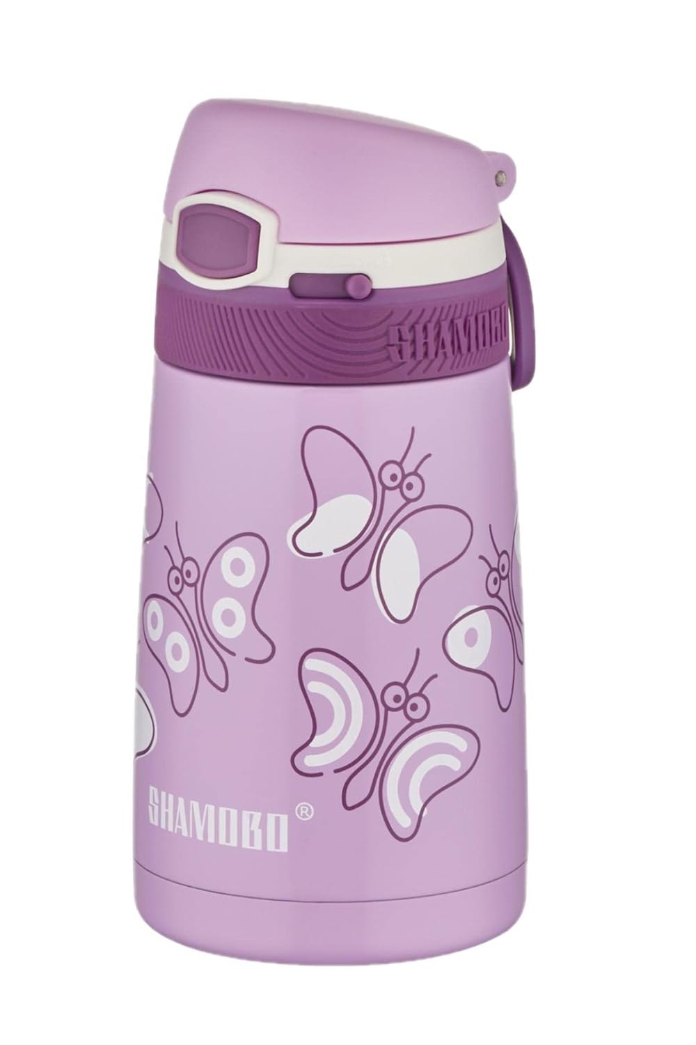 Shamobo FiftyFifty Çocuk 350 Ml Pipetli Paslanmaz Çelik Termos Bpa İçermez 7 Renk Mor