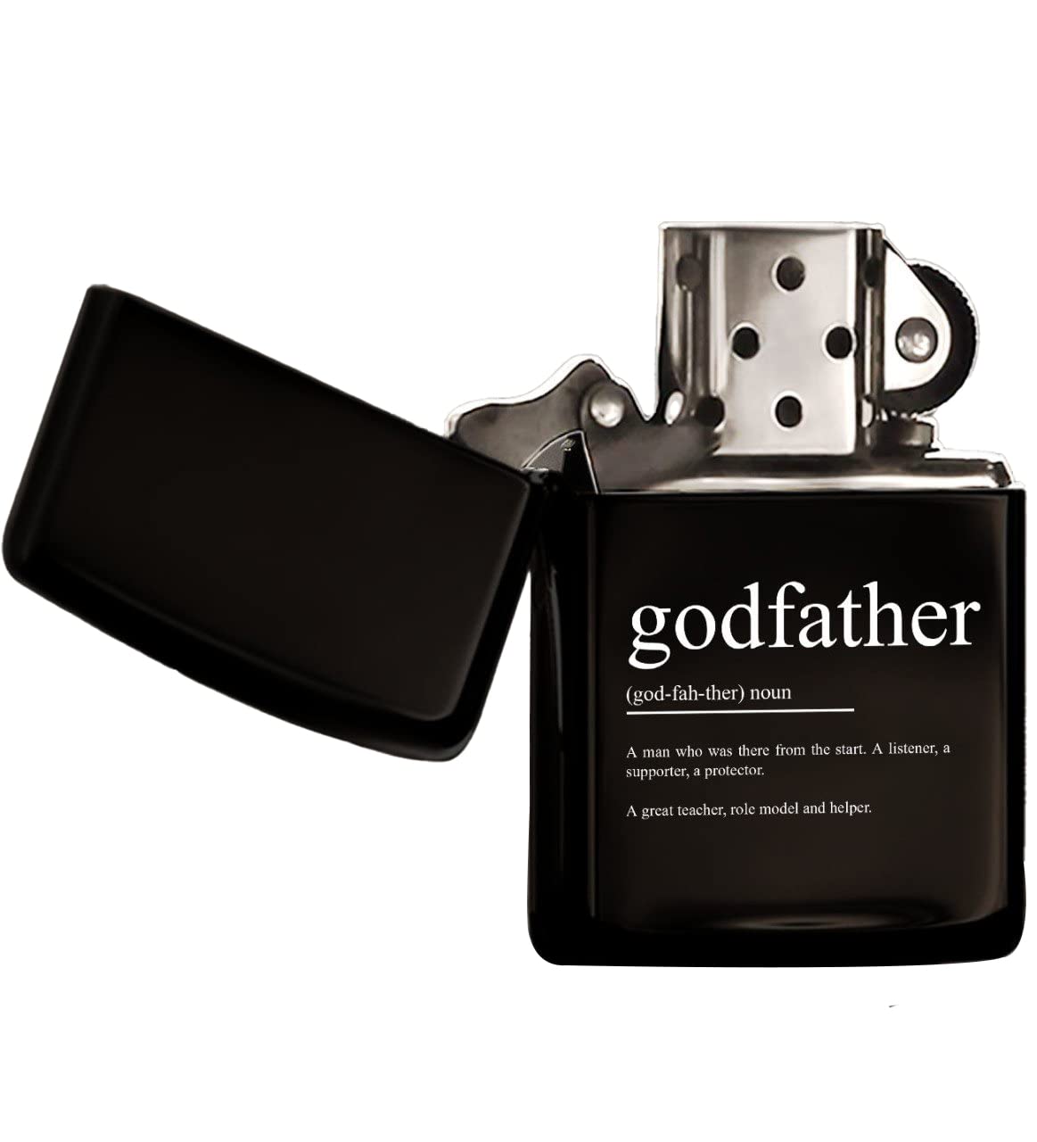 BK Gift Godfather Tasarımlı Renkli Baskılı Siyah Benzinli Metal Çakmak